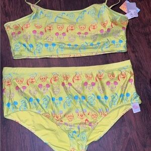 Disney Lime Green Bikini Set with Character Prints